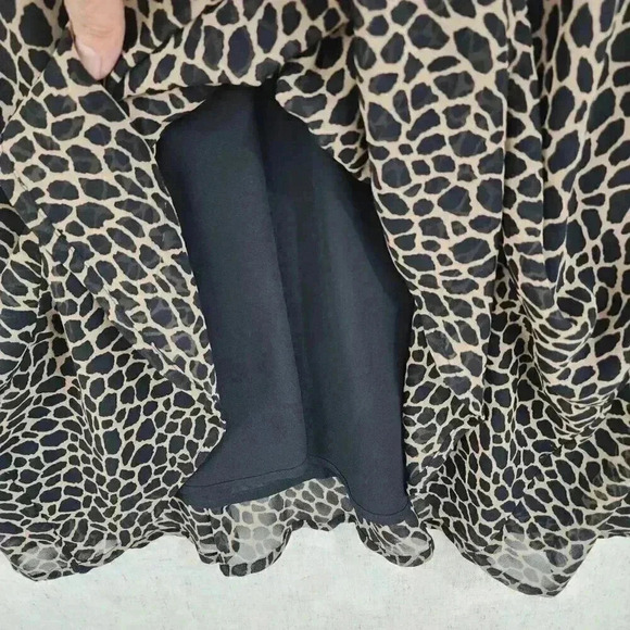 MICHAEL Michael Kors Leopard Keyhole Tied Neck Fit & Flare Mini Chiffon Dress L - Picture 5 of 9